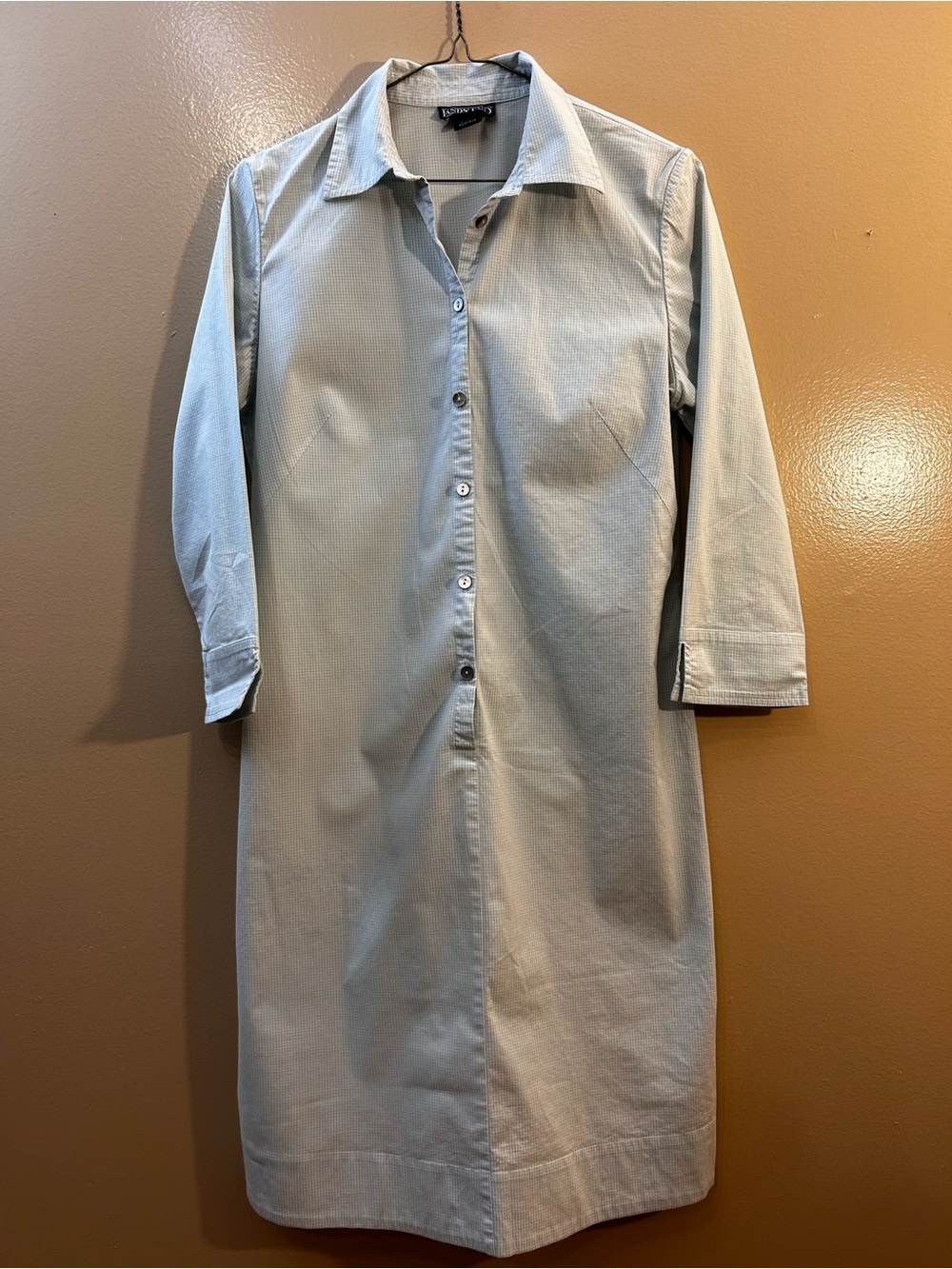 Lands' End Light Blue Ladies Long Button-Front Shirt Dress